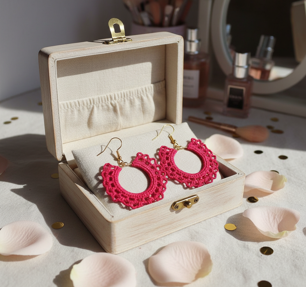 "Lace Drop" Earrings - Red