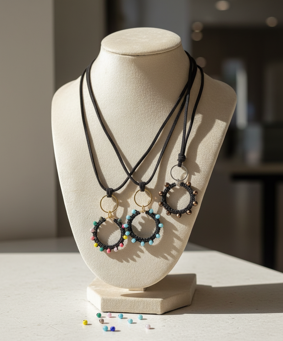 "Crystal My World" Necklace - Black suede with bronze crystals