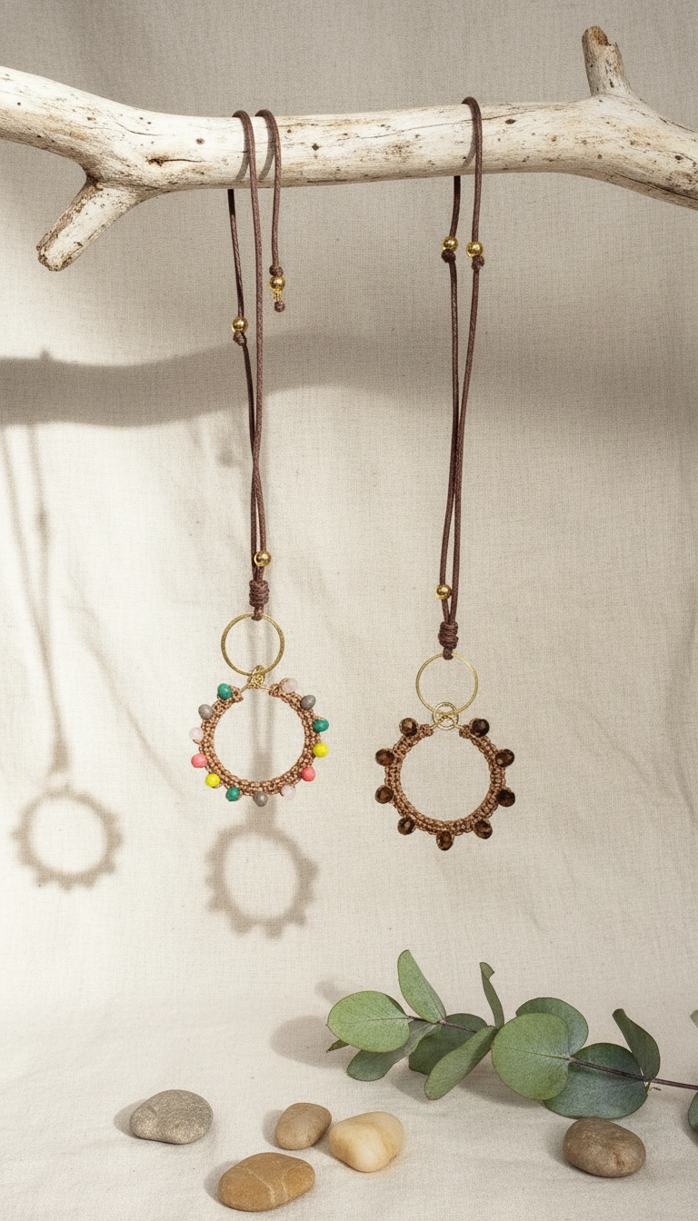 "Crystal My World" Necklace - Brown Leather with Bronze Crystal