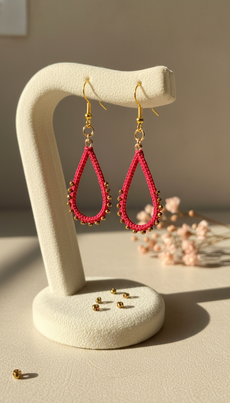 "Crystal My World" Earrings - Water Drop - Red and Gold Crystals