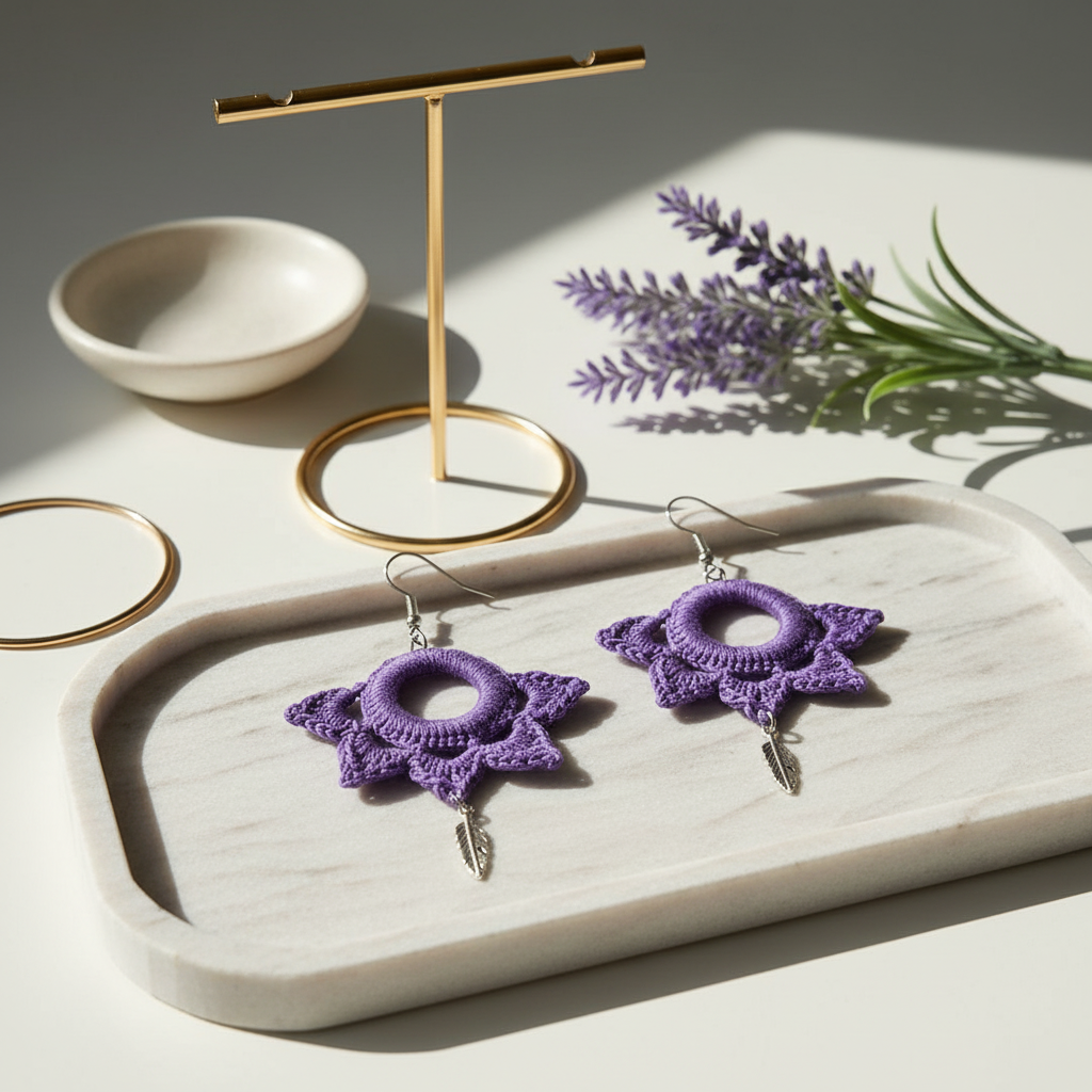 "Dangling Star" Earrings - Purple