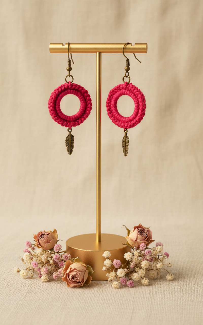 "Drizzle Disc" Earrings - Red/Bronze