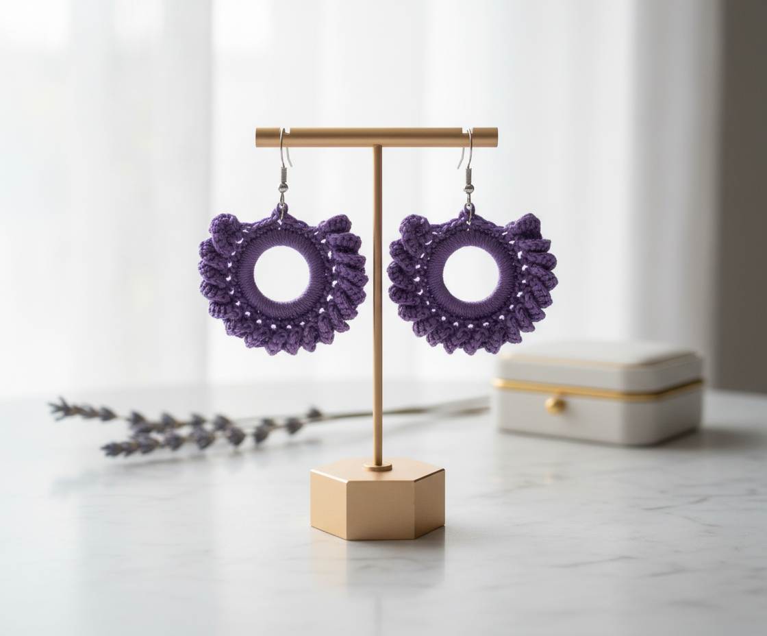 "Swirl Wheel" Earrings - Purple