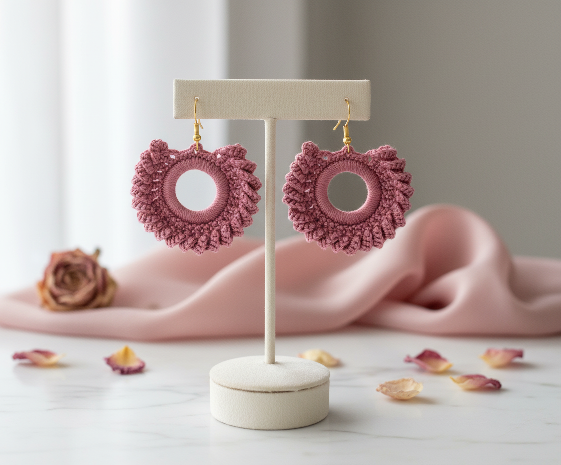 "Swirl Wheel" Earrings - Peach