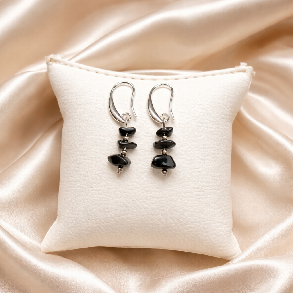 "Pick Me" Earrings - Black Obsidian