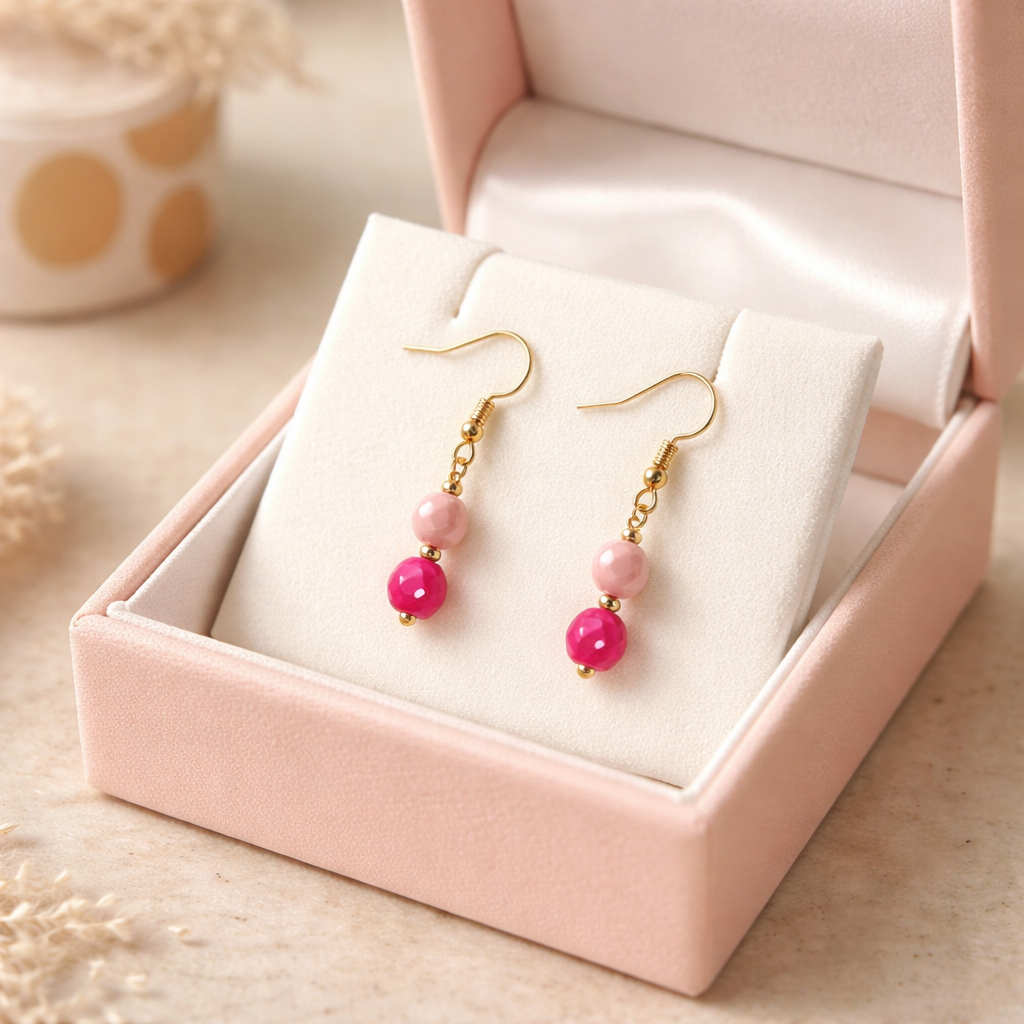 GOLDEN HOOK EARRINGS WITH COLORED HOWLITE BEADS