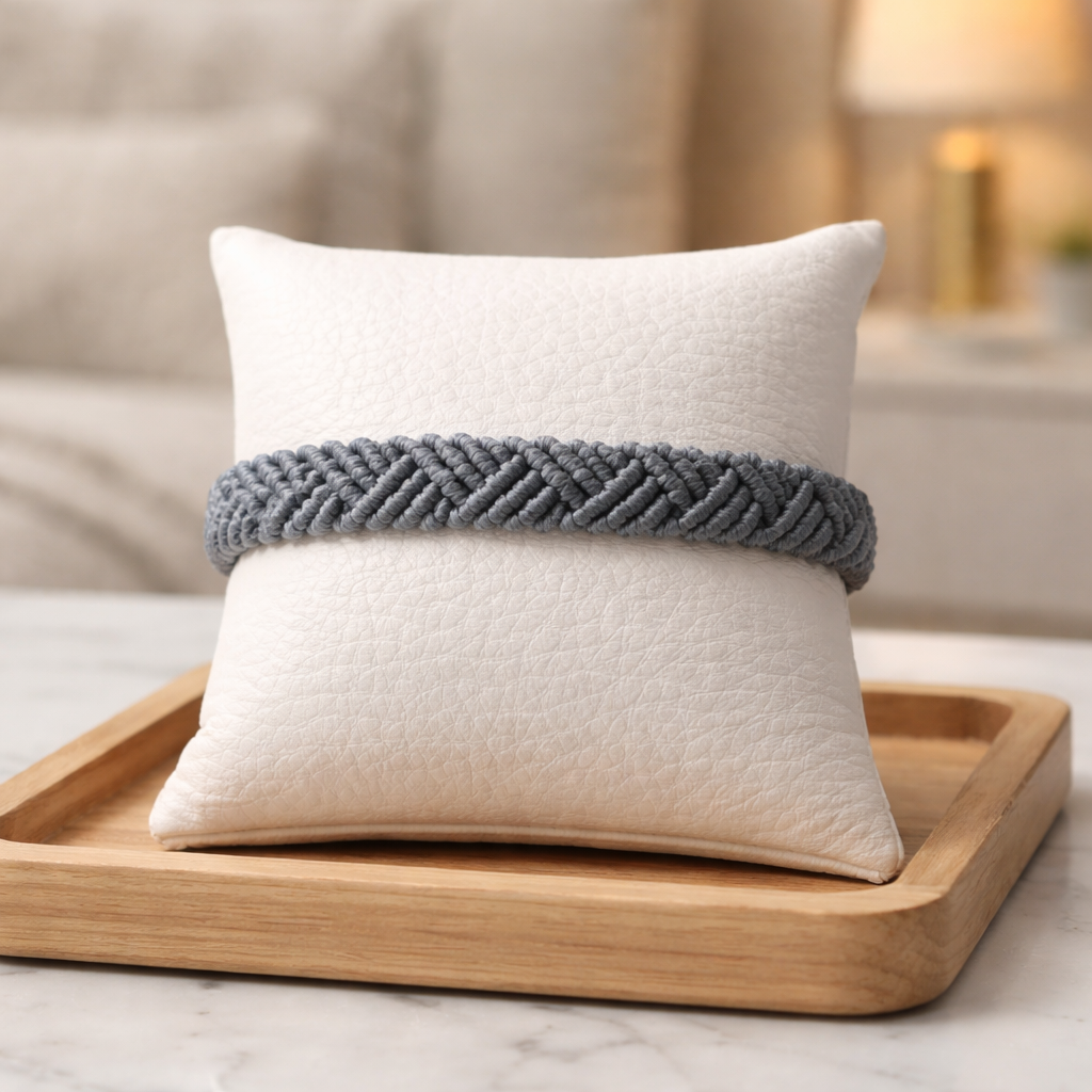 UNISEX GREY MACRAME BRACELET-ZIG-ZAG