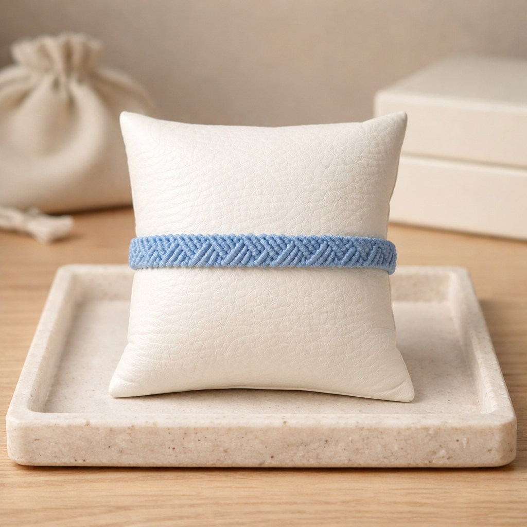 UNISEX LIGHT BLUE MACRAME BRACELET-ZIG-ZAG