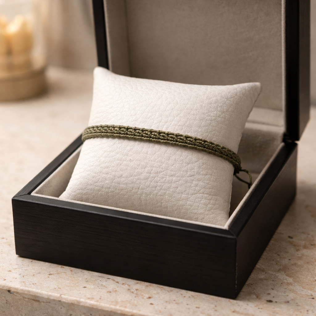 UNISEX MACRAME BRACELET OF HOPE - OLIVE