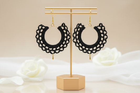"Lace Drop" Earrings - Black
