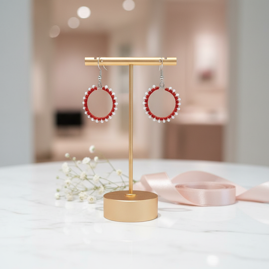 "Crystal My World" Earrings - Round - Red and White Crystals