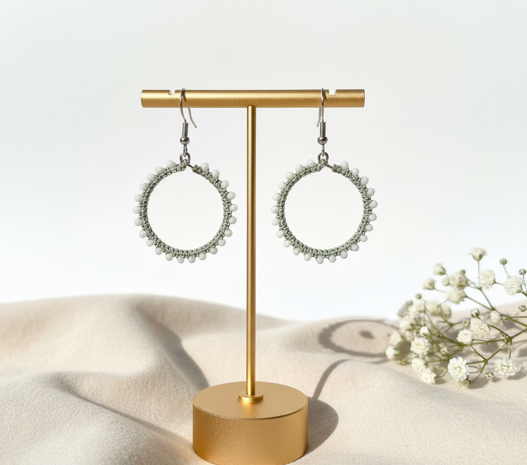 "Crystal My World" Earrings - Round - Gray and White Crystals