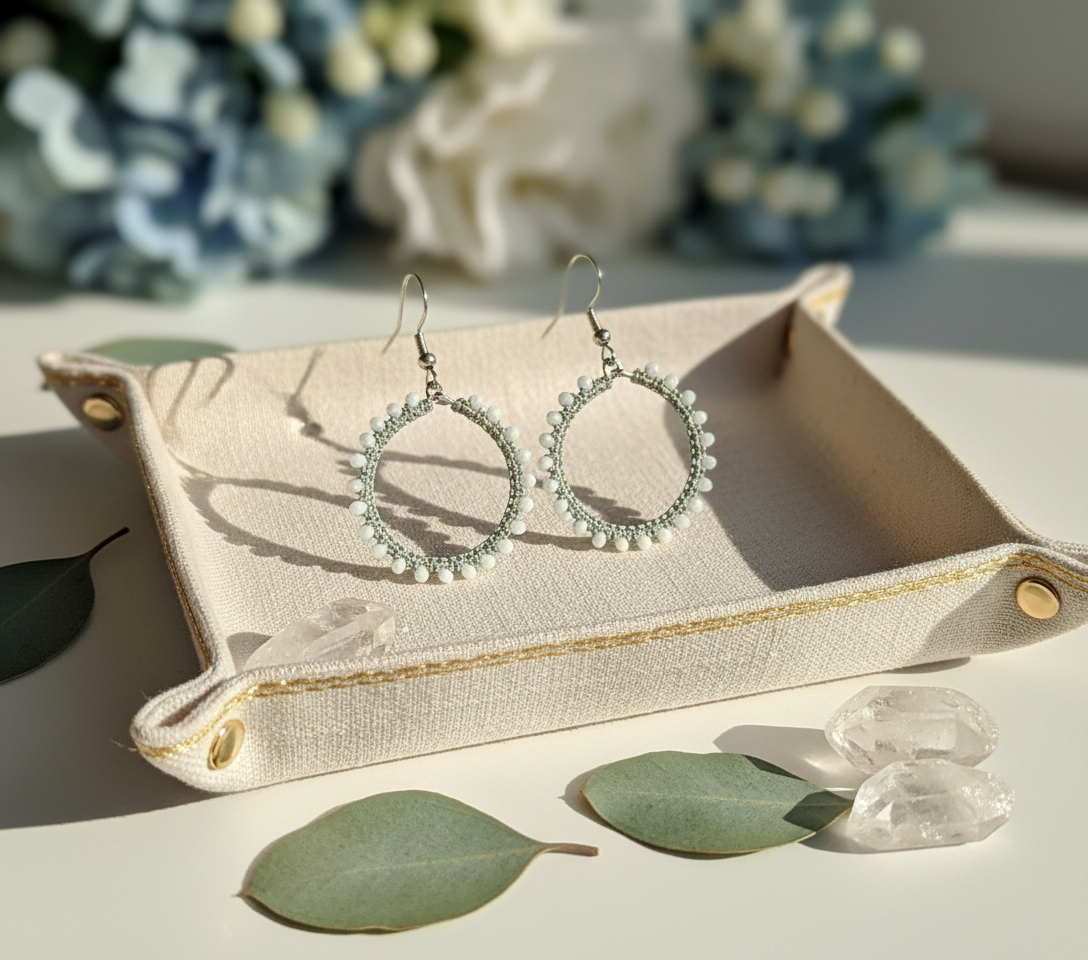 "Crystal My World" Earrings - Round - Gray and White Crystals