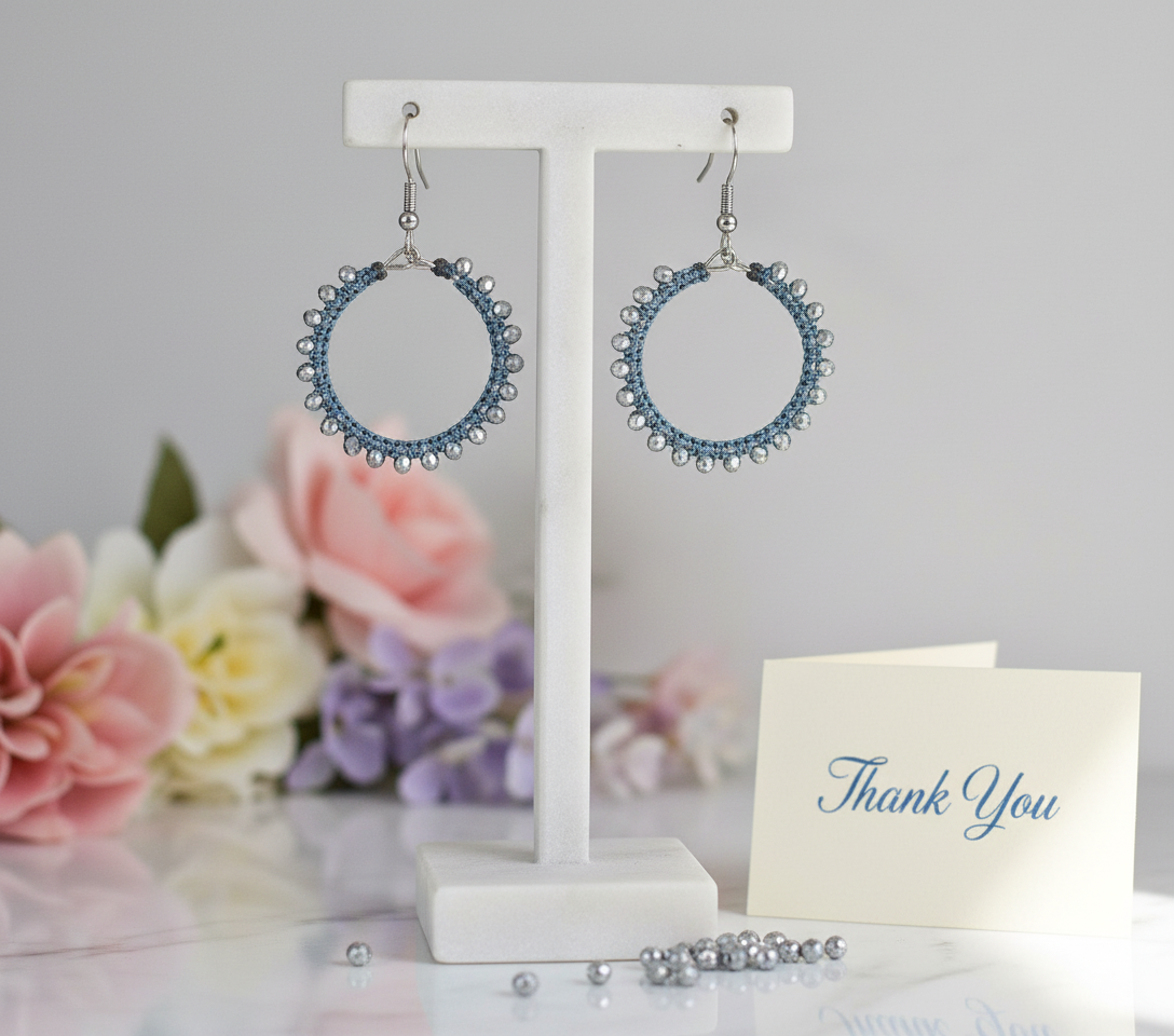 "Crystal My World" Earrings - Round - Aquamarine and Sylver Crystals