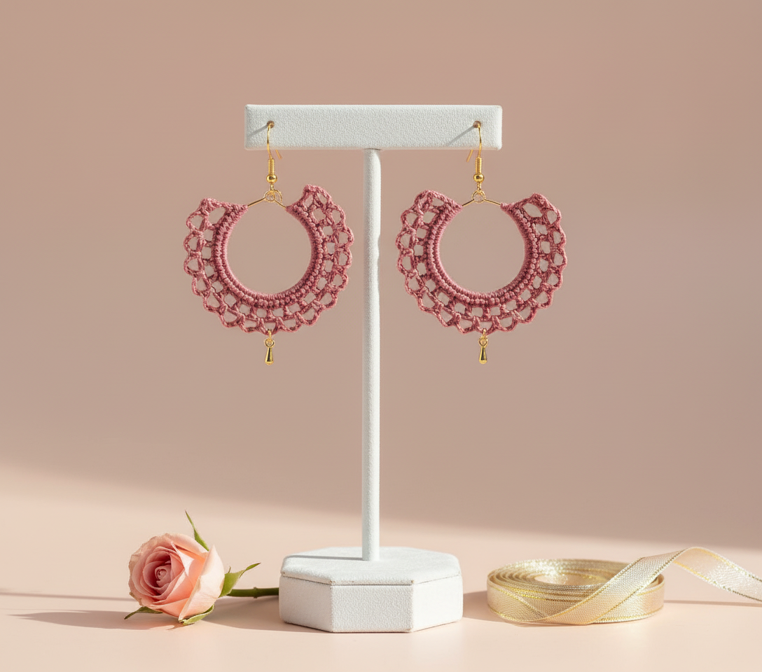 "Lace Drop" Earrings - Peach