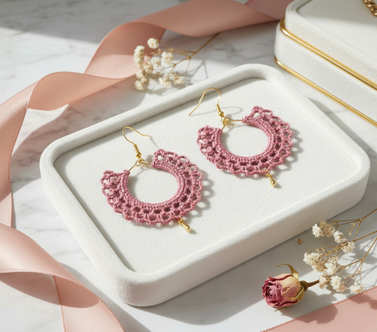 "Lace Drop" Earrings - Peach
