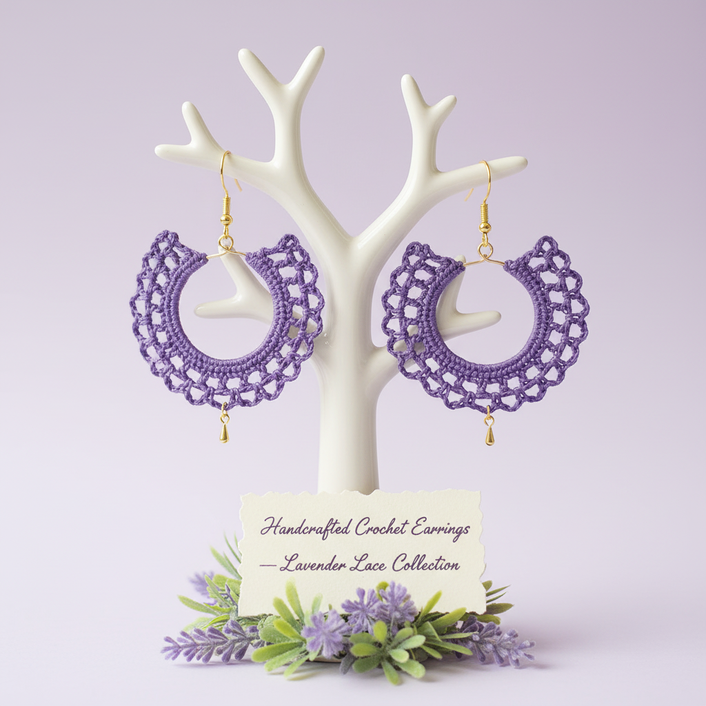 "Lace Drop" Earrings - Purple