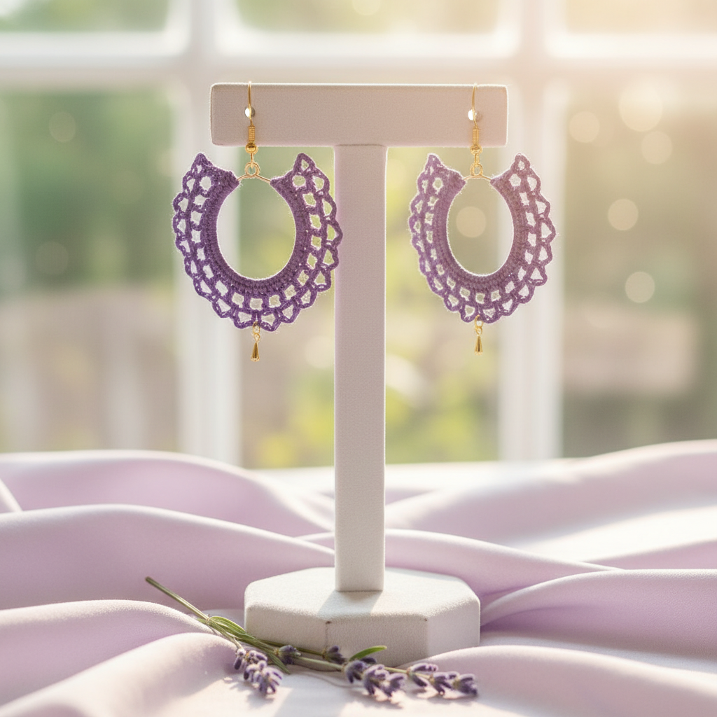 "Lace Drop" Earrings - Purple