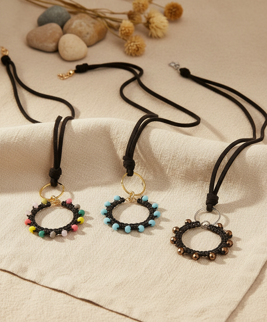 "Crystal My World" Necklace - Black suede with light blue crystals