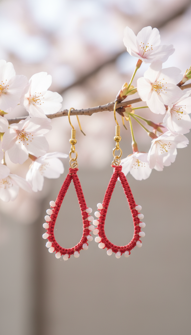 "Crystal My World" Earrings - Water Drop - Red and White Crystals