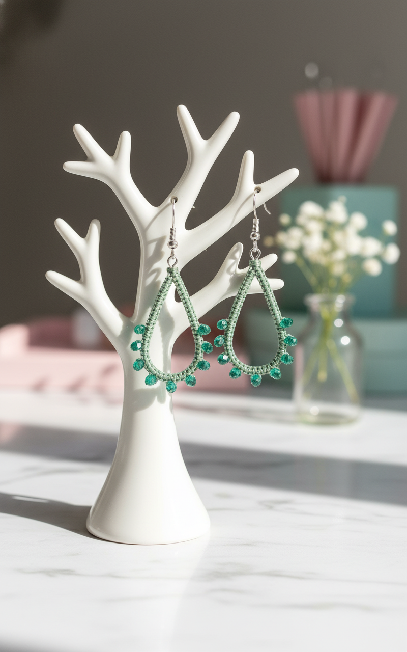 "Crystal My World" Earrings - Water Drop - Aquamarine and Green Crystals