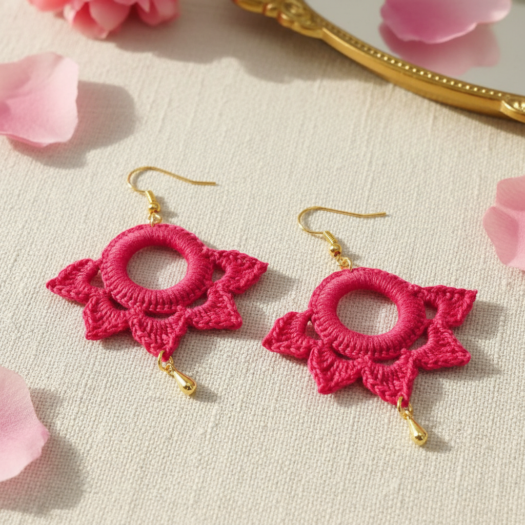 "Dangling Star" Earrings - Red
