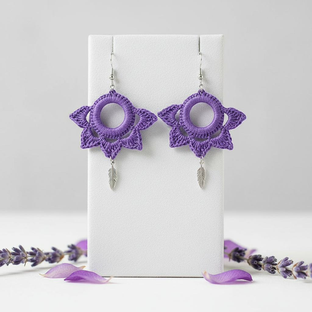 "Dangling Star" Earrings - Purple