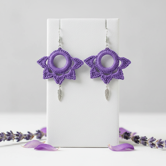 "Dangling Star" Earrings - Purple