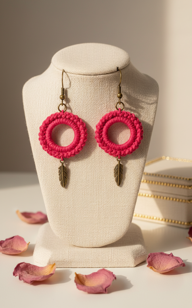 "Drizzle Disc" Earrings - Red/Bronze