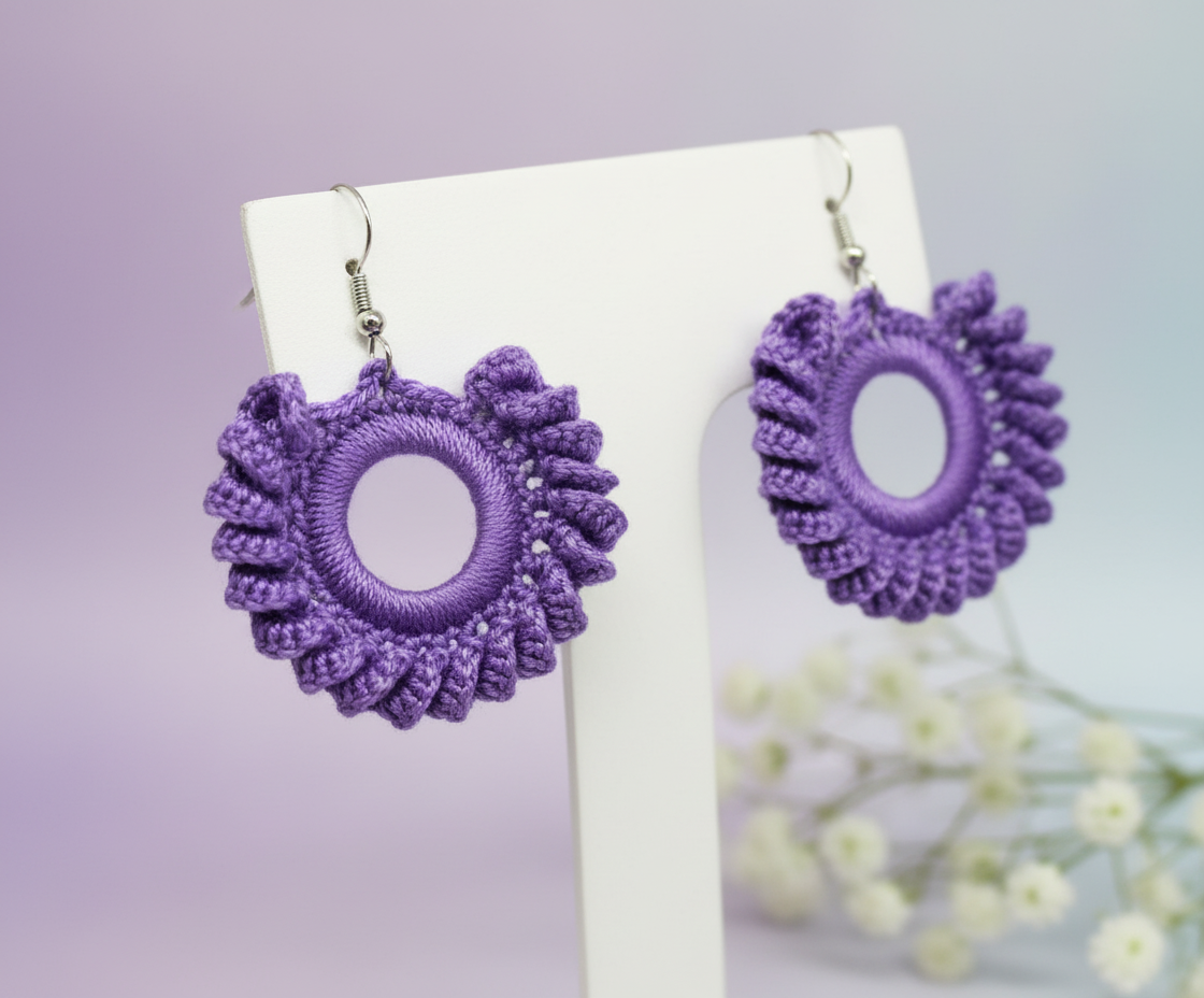 "Swirl Wheel" Earrings - Purple