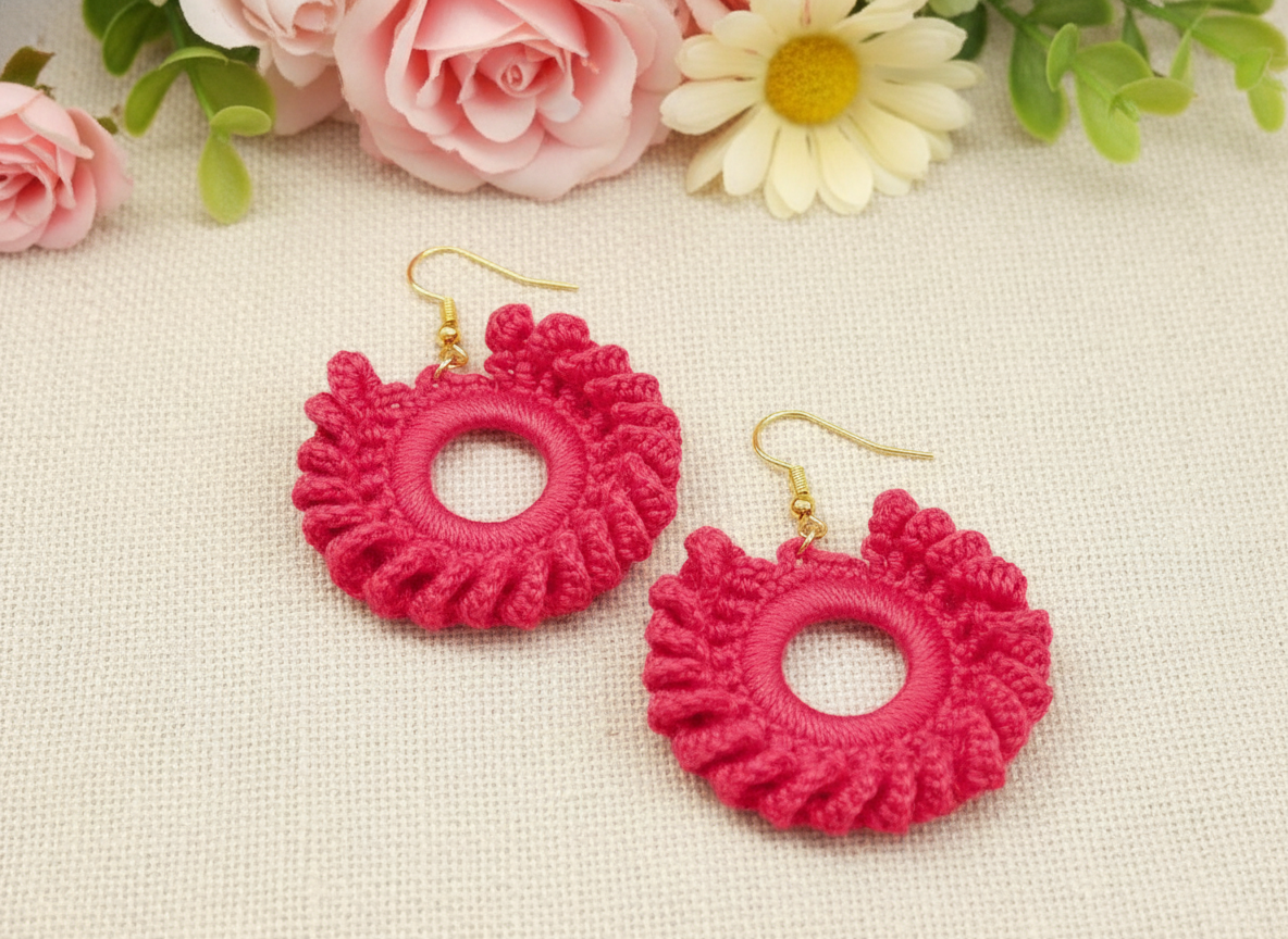 "Swirl Wheel" Earrings - Red
