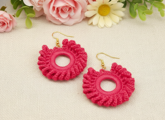 "Swirl Wheel" Earrings - Red