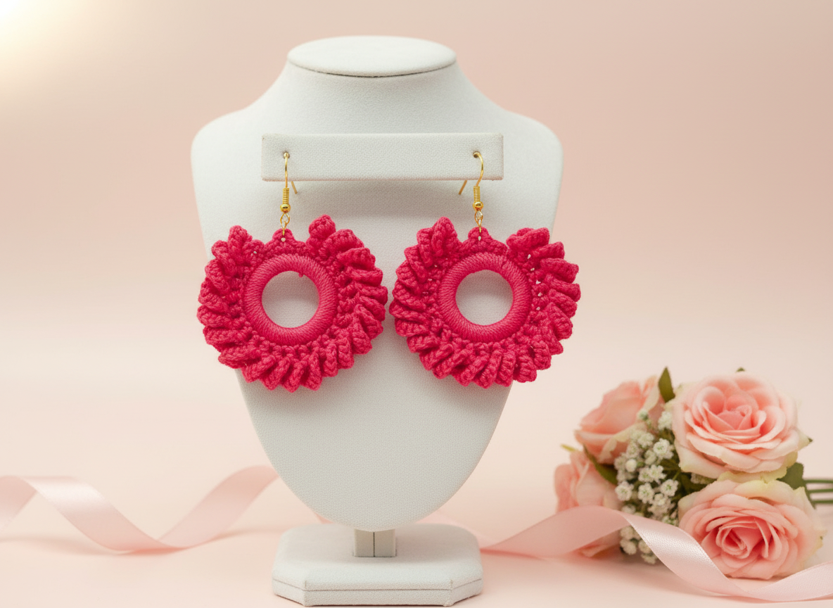 "Swirl Wheel" Earrings - Red