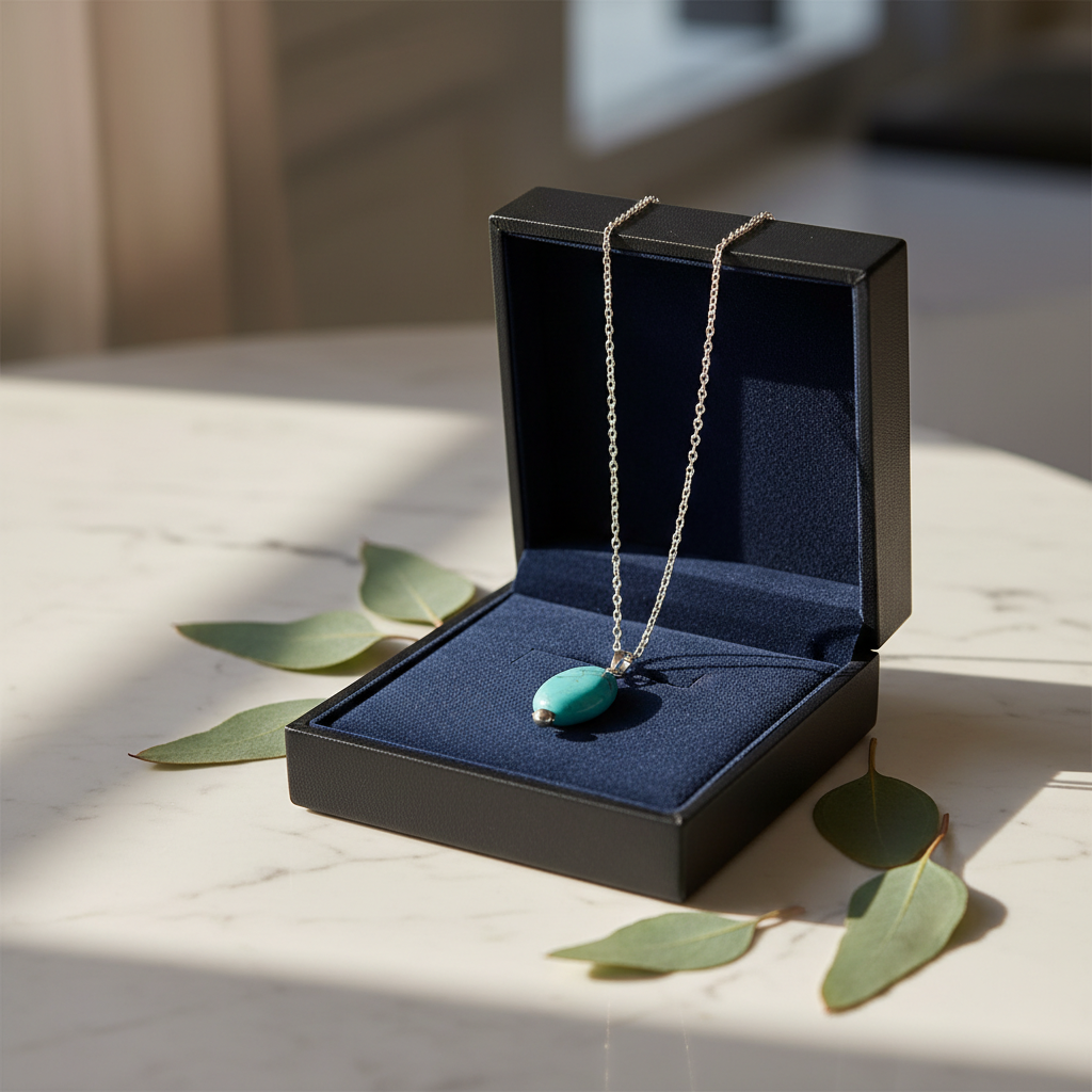 Necklace "Pick Me" - Silver/Golden Chain and Turquoise Natural Stone