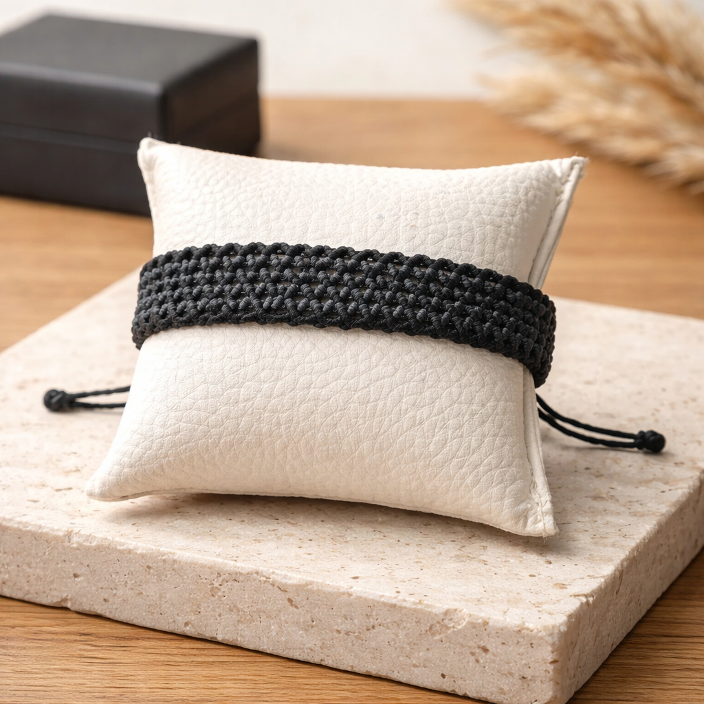 TWO-TONE MACRAME BRACELET-GRAY+BLACK