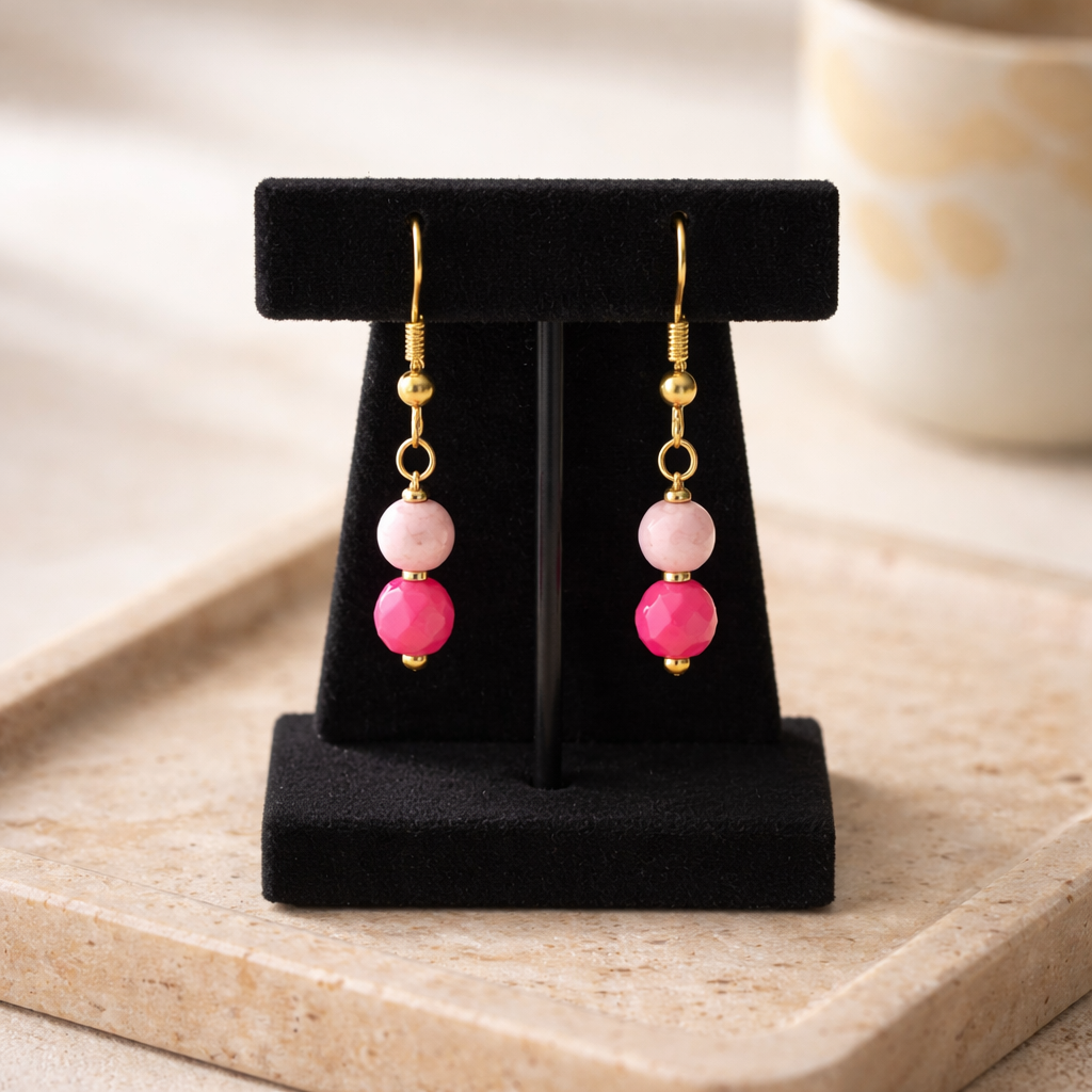 GOLDEN HOOK EARRINGS WITH COLORED HOWLITE BEADS