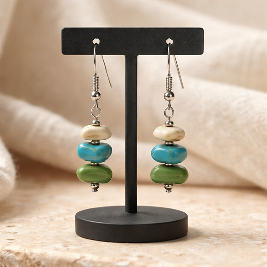 SILVER EARRINGS WITH MULTICOLOR HOWLITE STONES