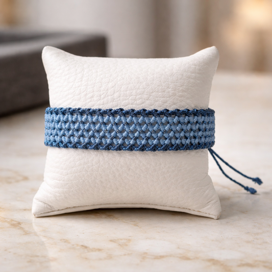 TWO-TONE MACRAME BRACELET- LIGHT BLUE+ DARK BLUE