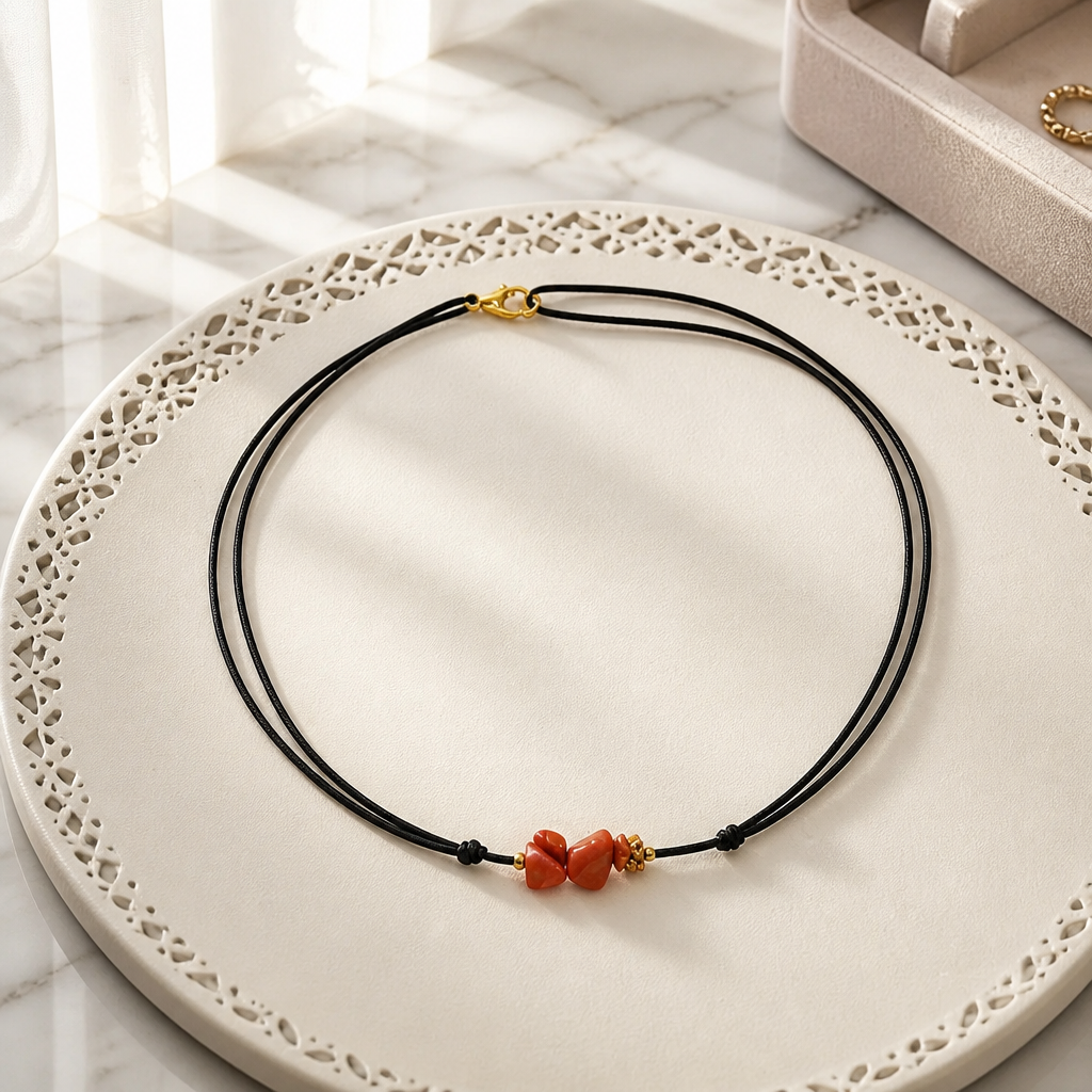 CHOKER NECKLACE WITH RED CORALS