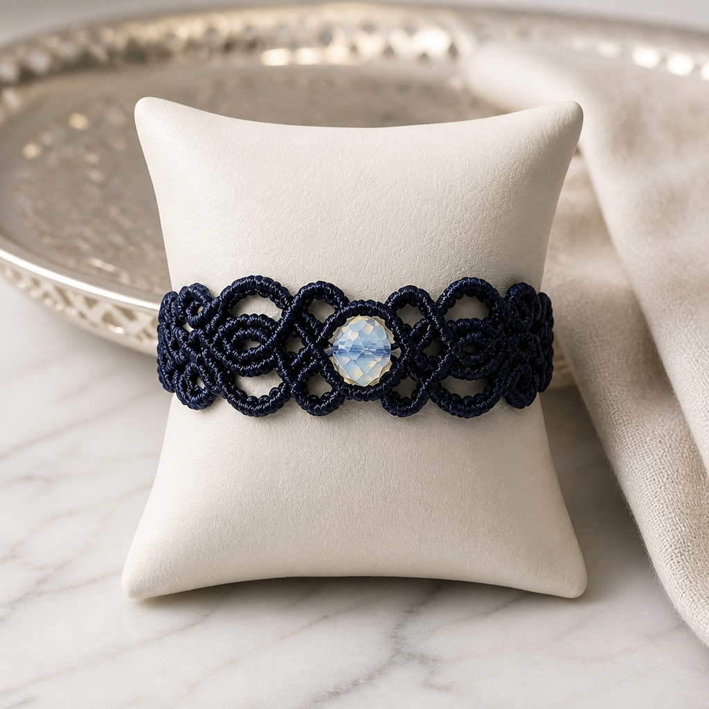 CELTIC BRACELET WITH NATURAL STONE IN THE CENTER - BLUE