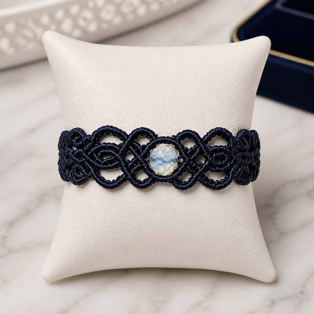 CELTIC BRACELET WITH NATURAL STONE IN THE CENTER - BLUE