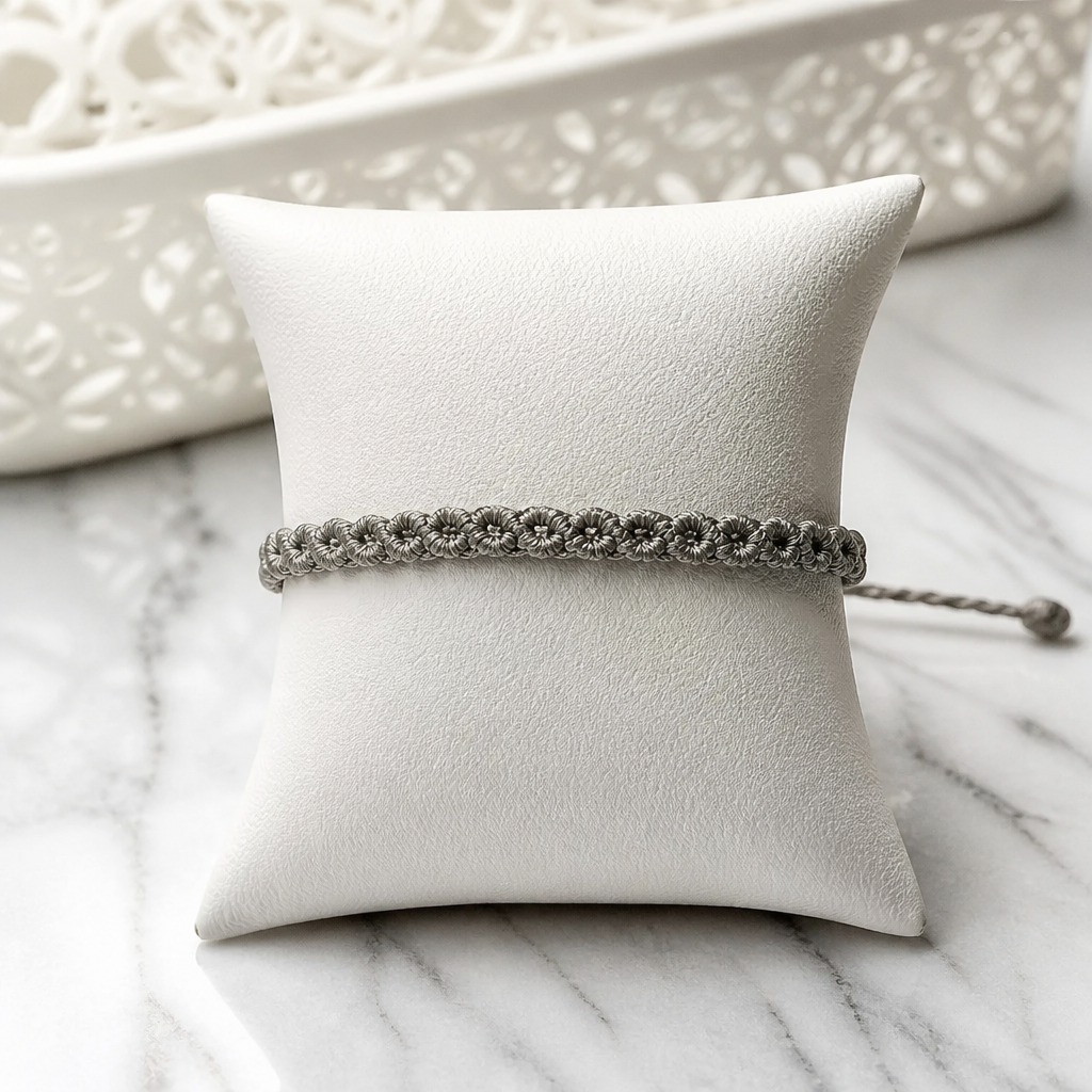 MACRAME BRACELET OF HOPE - LIGHT GRAY
