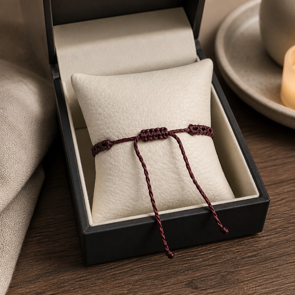 MACRAME BRACELET OF HOPE - BURGUNDY