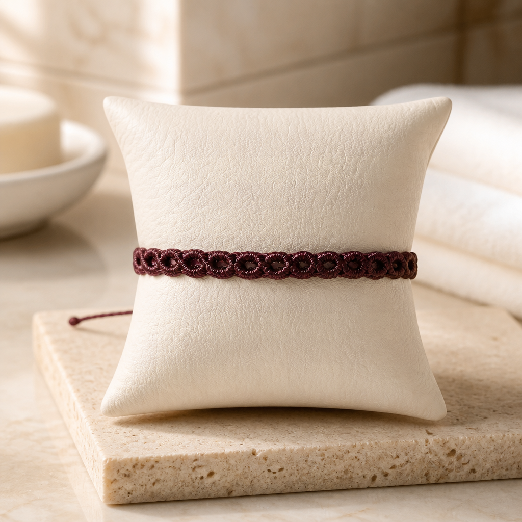 MACRAME BRACELET OF HOPE - BURGUNDY