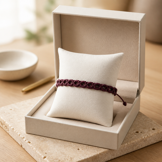 MACRAME BRACELET OF HOPE - BURGUNDY