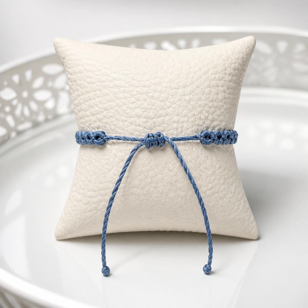 MACRAME BRACELET OF HOPE - LIGHT BLUE