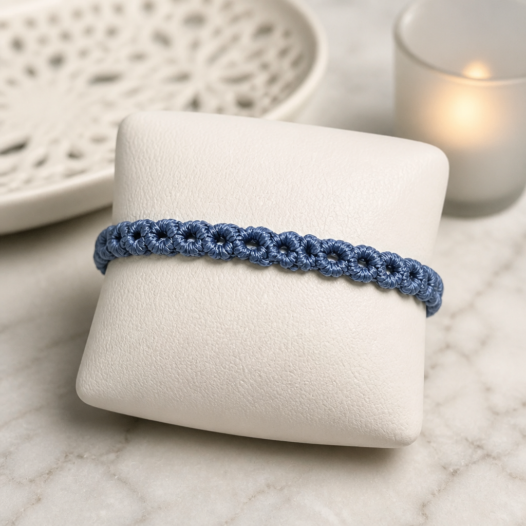 MACRAME BRACELET OF HOPE - LIGHT BLUE