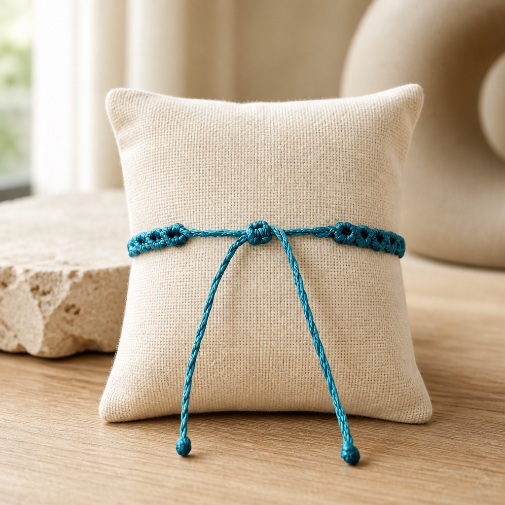MACRAME BRACELET OF HOPE - AQOUAMARINE