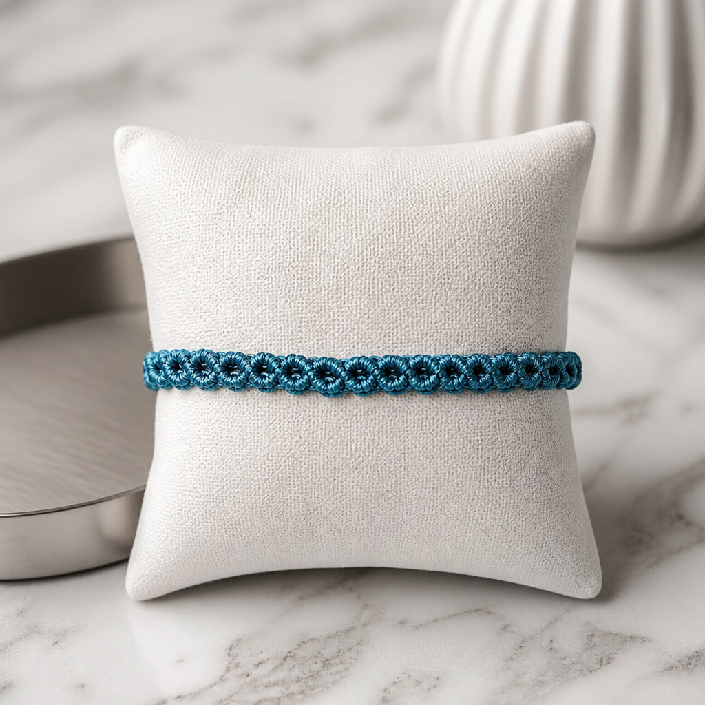 MACRAME BRACELET OF HOPE - AQOUAMARINE