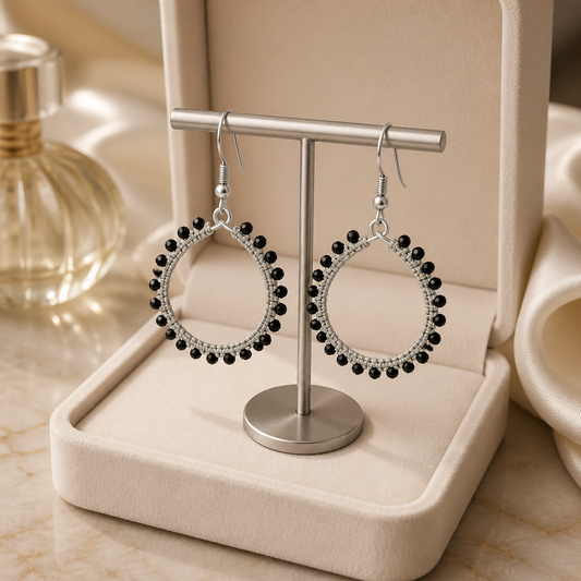 "Crystal My World" Earrings - Round - Gray and Black Crystals